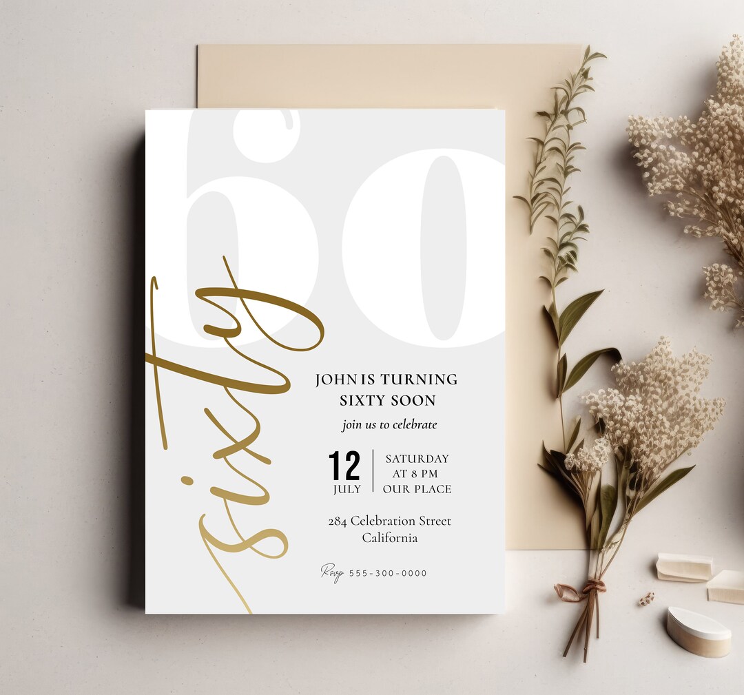 60's Birthday Party Invitation Printable Instant Download Template - Etsy