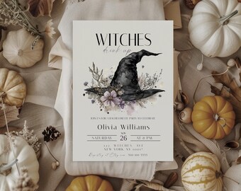 Witch Hat Bachelorette Invitation | Modern Halloween Party (Instant Download)
