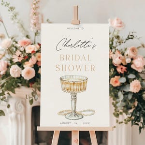 Pearls and Prosecco Bridal Shower Welcome Sign | Pearls Prosecco Party Sign  | Champagne Welcome Sign | Instant download