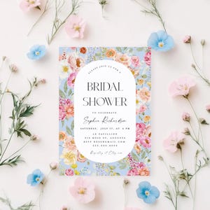 Summer Bridal Shower Invitation Template | Garden Oasis Bridal Shower Invite | Floral Bridal Shower | Editable  | Instant Download