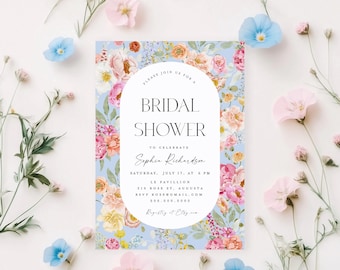 Floral Garden Bridal Shower Invitation Template | Editable (Instant Download)