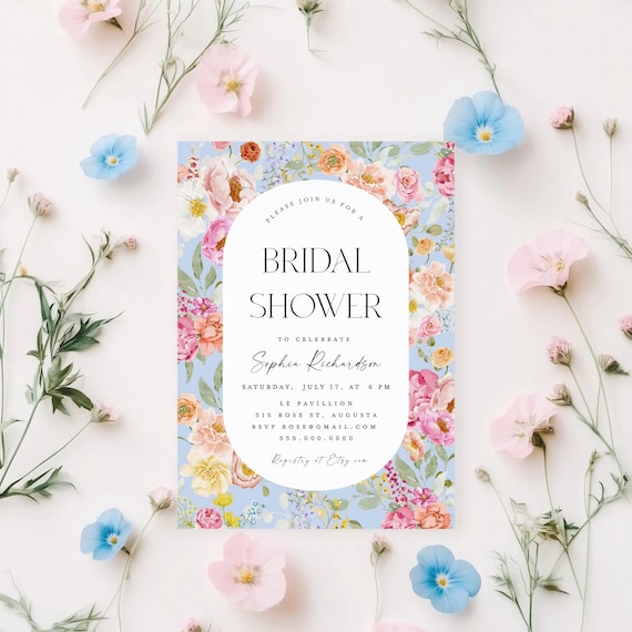 Floral Garden Bridal Shower Invitation Template | Editable (Instant Download)