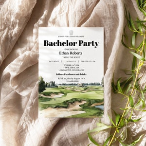 Golf Bachelor Party Invitation   | Golfing Theme | Golf ball  Bachelor | Editable Invitation |  Instant Download