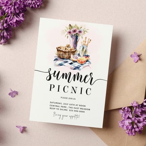 Summer Picnic  printable invitation| Instant Download| Editable