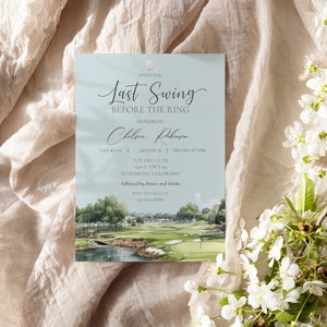 Último swing antes del ring / Tema de golf / Pelota de golf / Invitación editable / Descarga instantánea