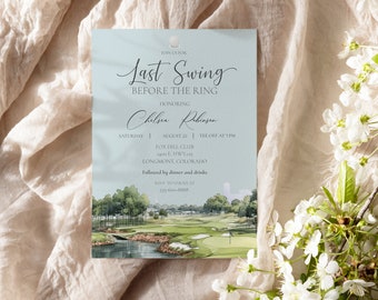 Last swing before the ring   | Golfing Theme | Golf ball  | Editable Invitation |  Instant Download