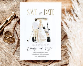 Invitación de boda de golf "Reserva la fecha" / Editable (Descarga digital)