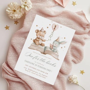 One for the books birthday invitation | Storybook  Birthday | Book Birthday Invite  |Book Themed Party| First Chapter Party  | Editable |