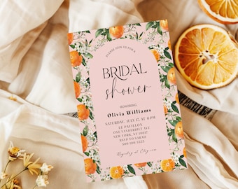 Orange Blossom Bridal Shower Invitation | Citrus Floral (Instant Download)