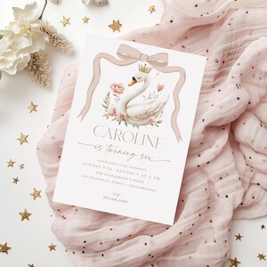 Swan Birthday Party Invitation | Swan First Birthday invite | Swan theme  | Swan Princess Invite | Editable | Instant Download