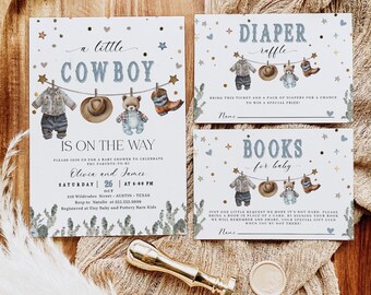 Cowboy Baby Shower Invitation Set | Western Theme (Instant Download)