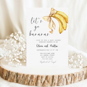 Let's gobananas Baby Shower Einladung Vorlage | Banana bow Baby Shower Einladung| Sofort download