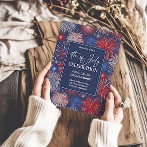 4th of July  Party Invitation Template| Printable Independence Day Invitation | Editable |  Instant Download