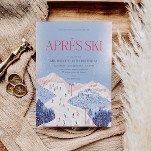 Apres-ski  Birthday Invitation Template | Ski Party Invite | Ski Bachelorette Invitation | Ski Weekend | Editable | Instant Download