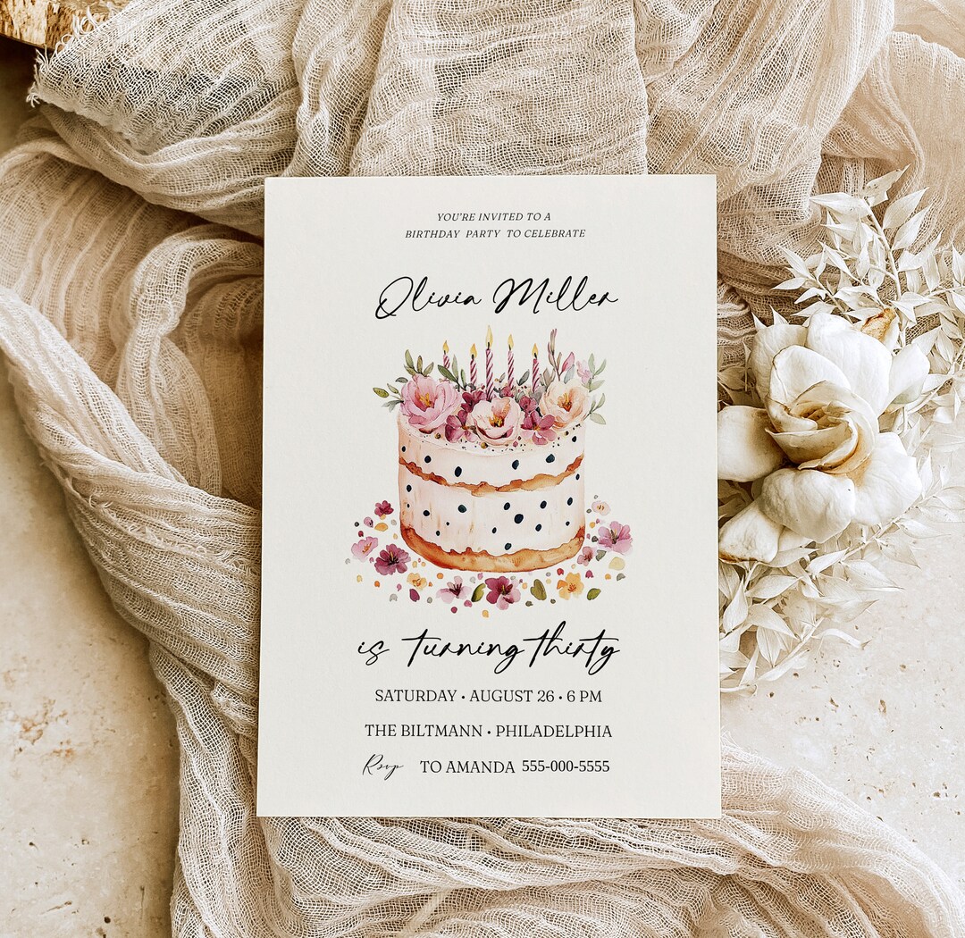 Birthday Cake Party Invitation| Birthday Party Printable Invitation ...