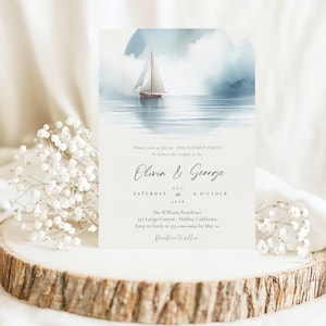 Plantilla de invitación de compromiso de vela / Invitación de boda náutica / Sailaway / Imprimible / Descarga instantánea