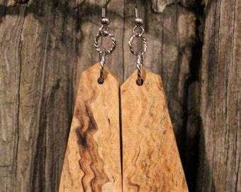 Stabilized Spalted Maple Wood Earrings, 5th Anniversary Gift, Wood Earrings, Dangle Earrings, Unique Gift, Minimalism Gift, Valentine's Gift