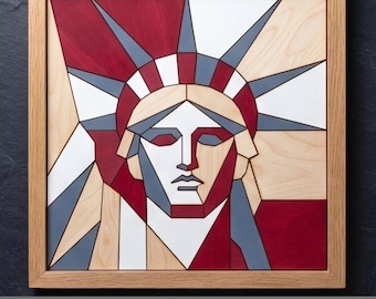 Geometric Statue of Liberty , American Patriotic Wood Sign Pattern, Fourth of July Independence Day