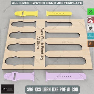 Modèle de gabarit de bande Apple Watch prêt pour le laser - gabarit de bande IWatch 38/40/42/44 - modèle découpé au laser SVG DXF PDF Ai 186