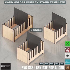 Laser Cut Card Holder Display Retail Stand Template, 3 Sizes,Business Card Holder Laser Cut File Versatile Display Stand 427