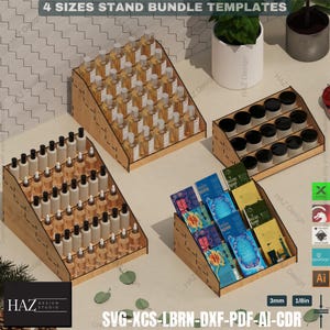 Laser Cut Display Stand - Tiered Shelf Template - Market Retail,Tiered Display SVG - Laser Cut Shelves - 4 Sizes,Market Display 419