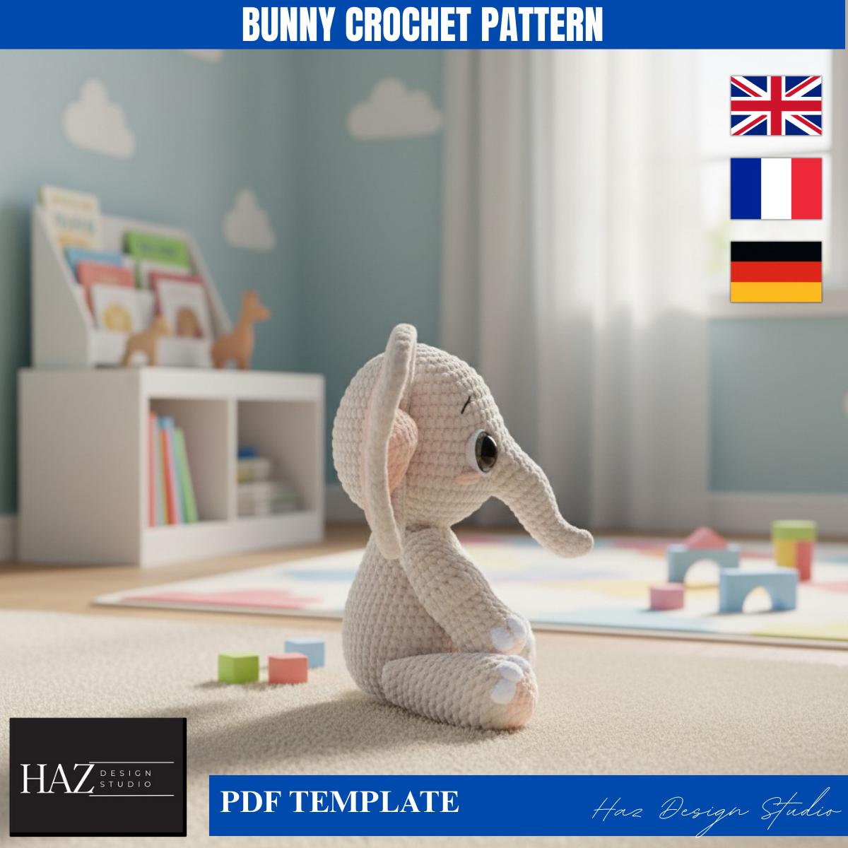 Crochet Elephant Amigurumi Pattern - Cute Elephant Toy PDF Tutorial ...