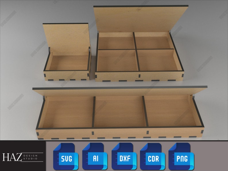 Divided Boxes With Lid Multipurpose Jewelry and Storage Box Laser Cut