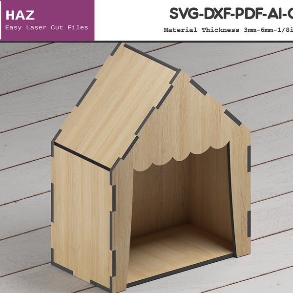 Wooden Box House Shaped / Storage Boxes / Home Decorating / House Shelf SVG DXF CDR Ai files 030