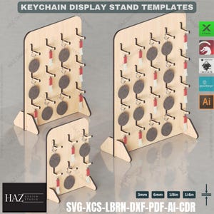 Keychain Display Stand Template  Laser Cut Files, Market Stall,DIY Keychain Stand Laser Ready,3 Sizes, Craft Show Display,Market Display 413