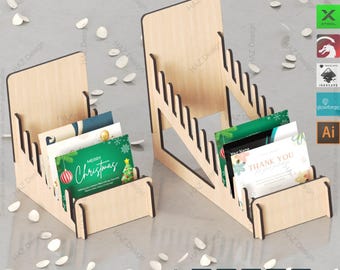 Laser Cut Card Display Stand 2 Sizes,Greeting Card Holder,Retail Display Stand Laser Cut File, Card  Photo Organizer,Business Card Holder428