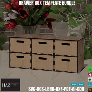 Laser Cut Drawer Organizer Templates - Stackable Storage Box SVG,Modular Drawer System - Laser Cut Files - Desktop Organizer Plans 403