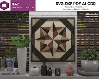 Wooden Wall Art Pattern / Barn Quilt Laser cut Files / Quilts Block Wall Decor 077