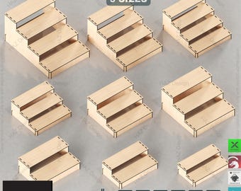Laser Cut Ausstellungsständer: 9 Größen, Abgestufte Regale, für den Handel bereit, Verkaufseinheit, Verkaufseinheit, Laser Cut,Retail Ready 410