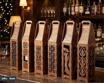 Caja de regalo para portabotellas de vino / Plantilla de madera para portabotellas / Caja de embalaje DIY 514