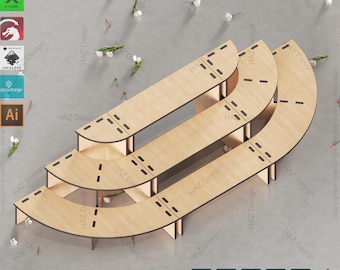 Modular Display Stand SVG  Laser Cut Retail Shelving  Exhibition Stand,3-Tier Modular Display Stand  Perfect for Markets,Round, Oval 423
