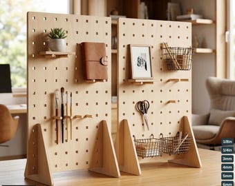 Laser Cut Pegboard Display Stand Template Craft Fair Tabletop Organizer Desk Storage Board 286