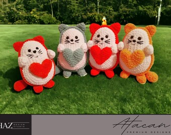 Charming Crochet Cat Pattern with Heart - Easy PDF Amigurumi Cat Tutorial for Crocheters 280