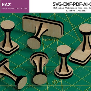 Customised Stamp Handle Plan / Wooden Personalise Stamper / Laser Cut Stamps / Custom Glowforge Files SVG DXF CDR Ai 060 zdjęcie 2
