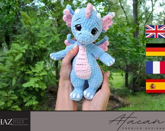 Guide amigurumi facile à crocheter avec dragon pour débutants - Patron PDF de peluche de créature fantastique 291