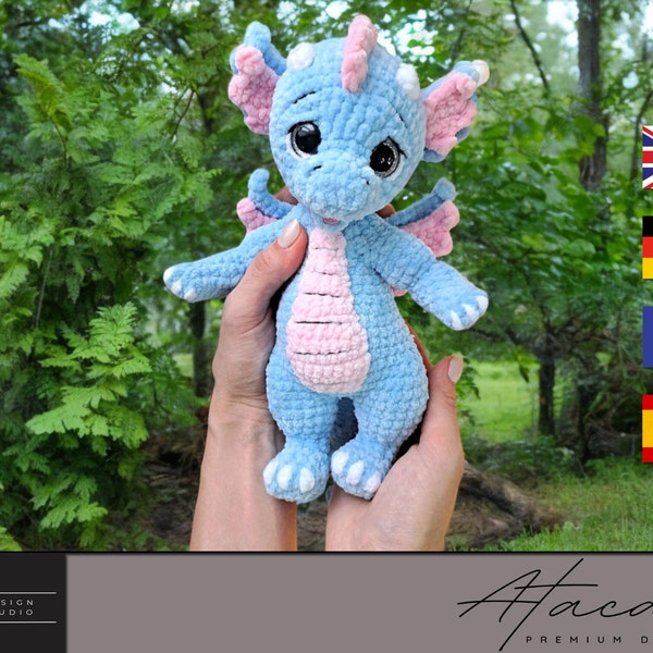 Guida Amigurumi per principianti Easy Crochet Dragon - Creatura fantasy in peluche Modello PDF 291