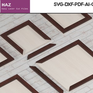 45 graden hoek gesneden houten frames / verschillende maten fotolijst SVG DXF CDR Ai-bestanden 028 afbeelding 4