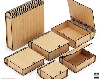 Wooden Keepsake Boxes Living Hinge Box Bundle 5 Sizes, Modern Wood Storage Templates 528