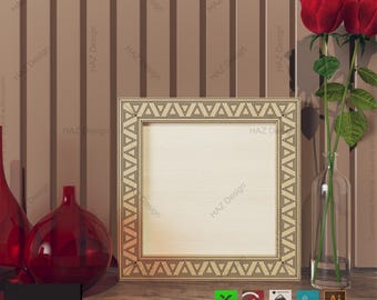 Laser Cut Frames SVG 2 Designs, Geometric Frame Template,Laser Cut Frame Template 8 Sizes, Triangle Border, SVG Files 398