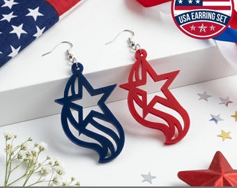 Patriotic Earring SVG Bundle, 4th of July Laser Cut Templates, USA Flag Acrylic Jewelry
