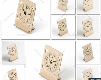 Modern Wooden Table Clocks Templates for Laser Cutting | 10 Unique Desk Clock Designs | Digital Download for CNC & Laser Engravers 497