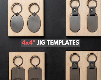 4x4 Mini Keychain Jig Set Laser Cut Templates Wooden Plywood Keychain Engraving Jigs