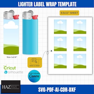 Modelo de envoltório de isqueiro personalizado para bic Easy Drag Drop em Canva SVG PDF ai CDR dxf Perfeito para usuários Cricut Silhouette 365