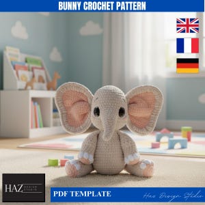 Crochet Elephant Amigurumi Pattern - Cute Elephant Toy PDF Tutorial - DIY Crochet Animal Guide 311