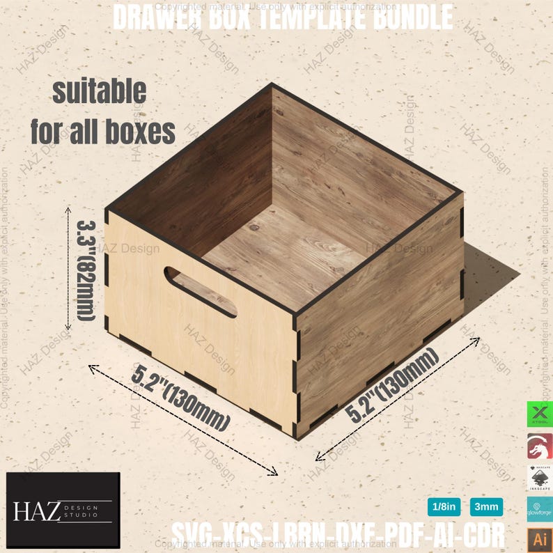 Laser Cut Drawer Organizer Templates - Stackable Storage Box Svg ...