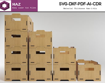 Stacking Box set / Laser Cut Storage Boxes / SVG DXF CDR Ai files 006